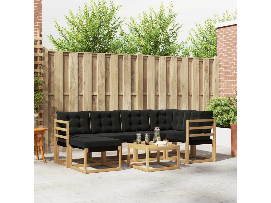 Vidaxl Conjunto De Sofás Para Exterior 7 Pcs Branco E Preto
