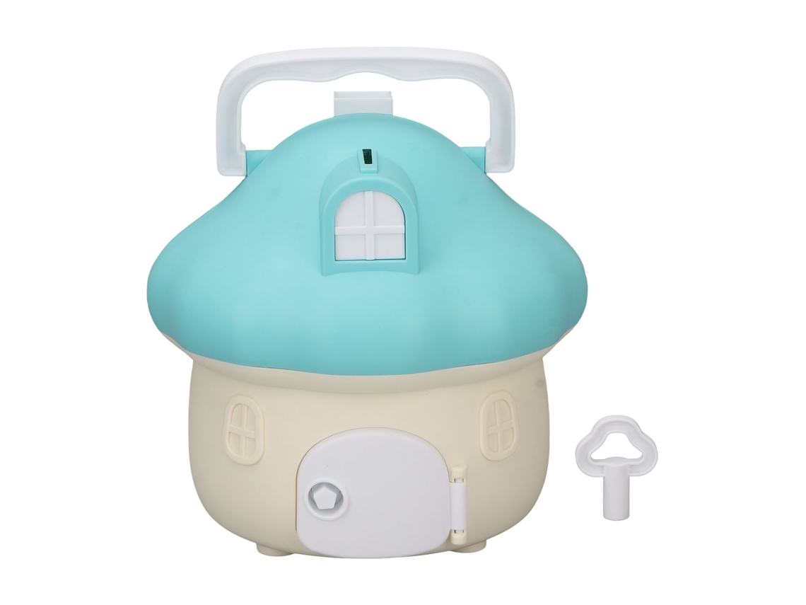 Mali cofrinho Cogumelo Infantil Plástico Decorativo Bancada Azul para Economizar Dinheiro