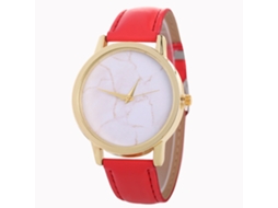 Reloj De Pulsera De Cuero Con Textura De Mármol Coreano Moda Zhoulianfa (rojo)