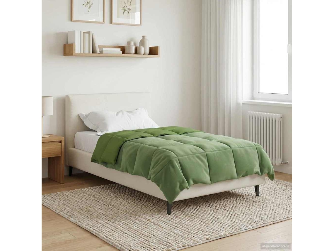 Vidaxl Edredom De Verão Simples Verde 155 X 200 Cm Microfibra
