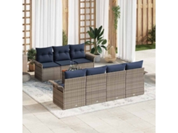 Vidaxl Conjunto De Sofá De Jardim Com Almofada 8 Pcs Cinzeto Vime Pe