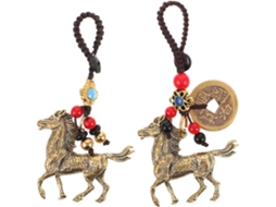 Conjunto De 2 Chaveiros De Latão Com Pingente De Cavalo Representando Sucesso Para Mochila.