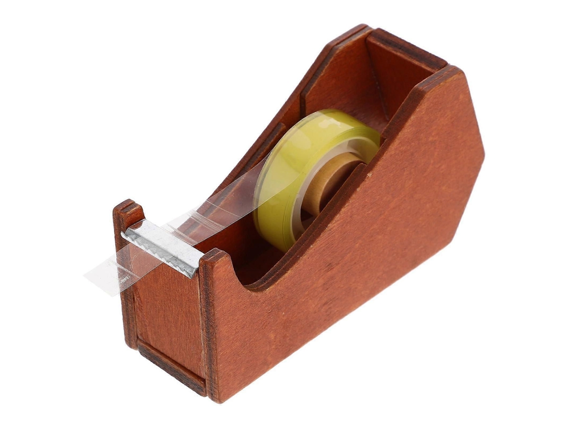 Dispensador de Fita Adesiva Madeira Maciça com Base Ponderada para Organização Mesa e Corte Fita. GOKOCO