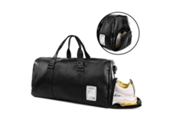 Bolsa de 17 Litros com Compartimento para Sapatos em Couro Fim Semana/academia Preta AQUAFORGE