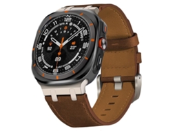 Bracelete Para Samsung Galaxy Watch Ultra - Couro Crazy Horse (47mm) - Preta + Titânio