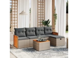 Vidaxl 6 Pcs Conjunto Sofás De Jardim Com Almofadões Vime Cinzento
