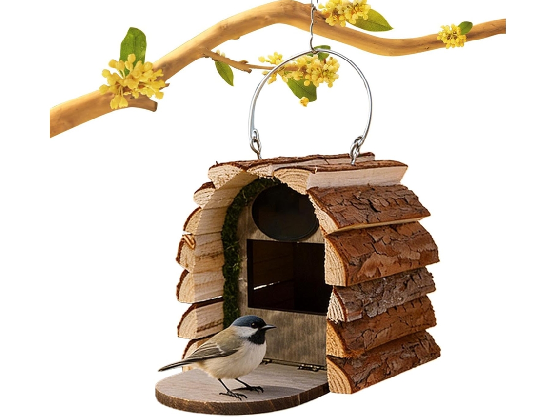 Casinha de Pássaros de Madeira para Uso Externo Decoração de Madeira Suspensa Casinha Externa para Pátio, Varanda, CHABERLU