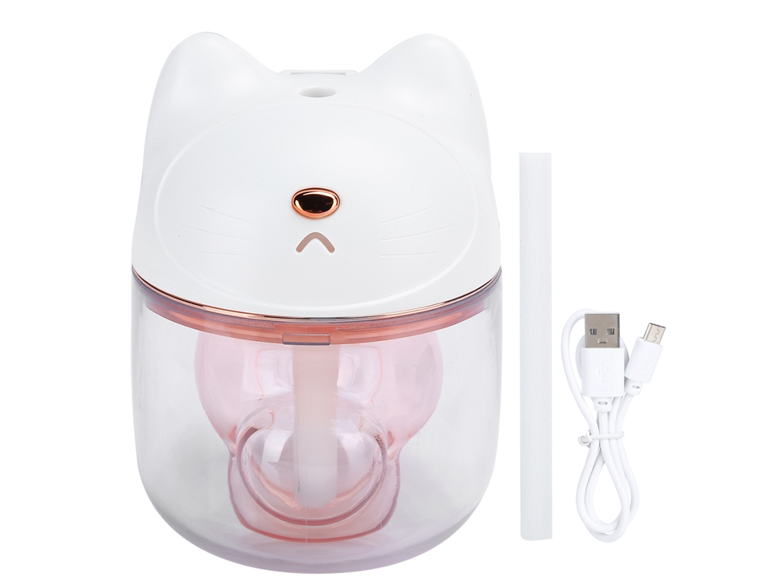 Laxiscreed Umidificador Usb De Copo Com Pata De Gato, Luz Noturna E Múltiplas Funções Em Branco