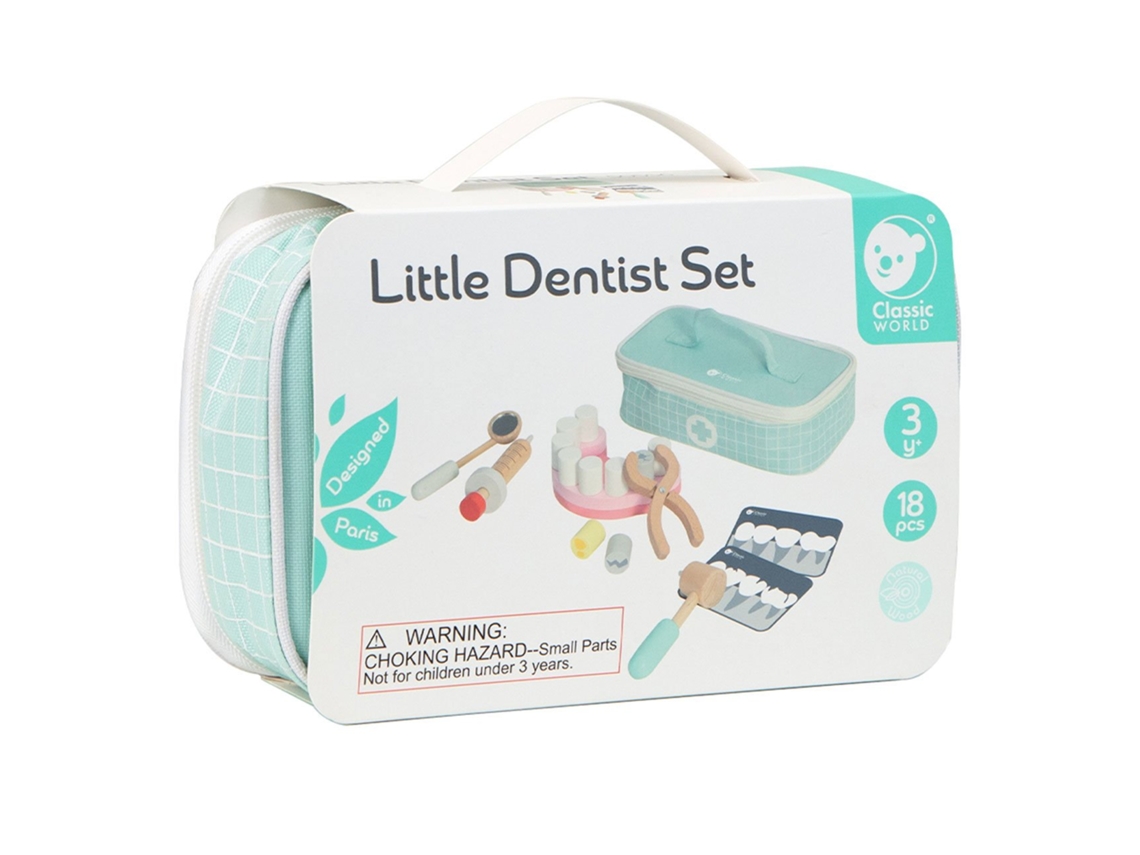 Conjunto De Brinquedo De Dentista De Madeira Classic World Com Bolsa De Armazenamento Brinquedo Educativo De Faz De Conta