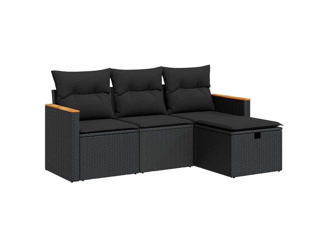 Garden Sofa Set, Garden Sofa Sets Vidaxl Preto Rattan / Vime (n/a)