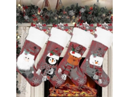 Pacote Com 4 Meias De Natal, 19 Meias De Natal Com Floco De Neve, Rena, Pinguim, Boneco De Neve, Papai Noel E Pele Sintética Olysi Shop
