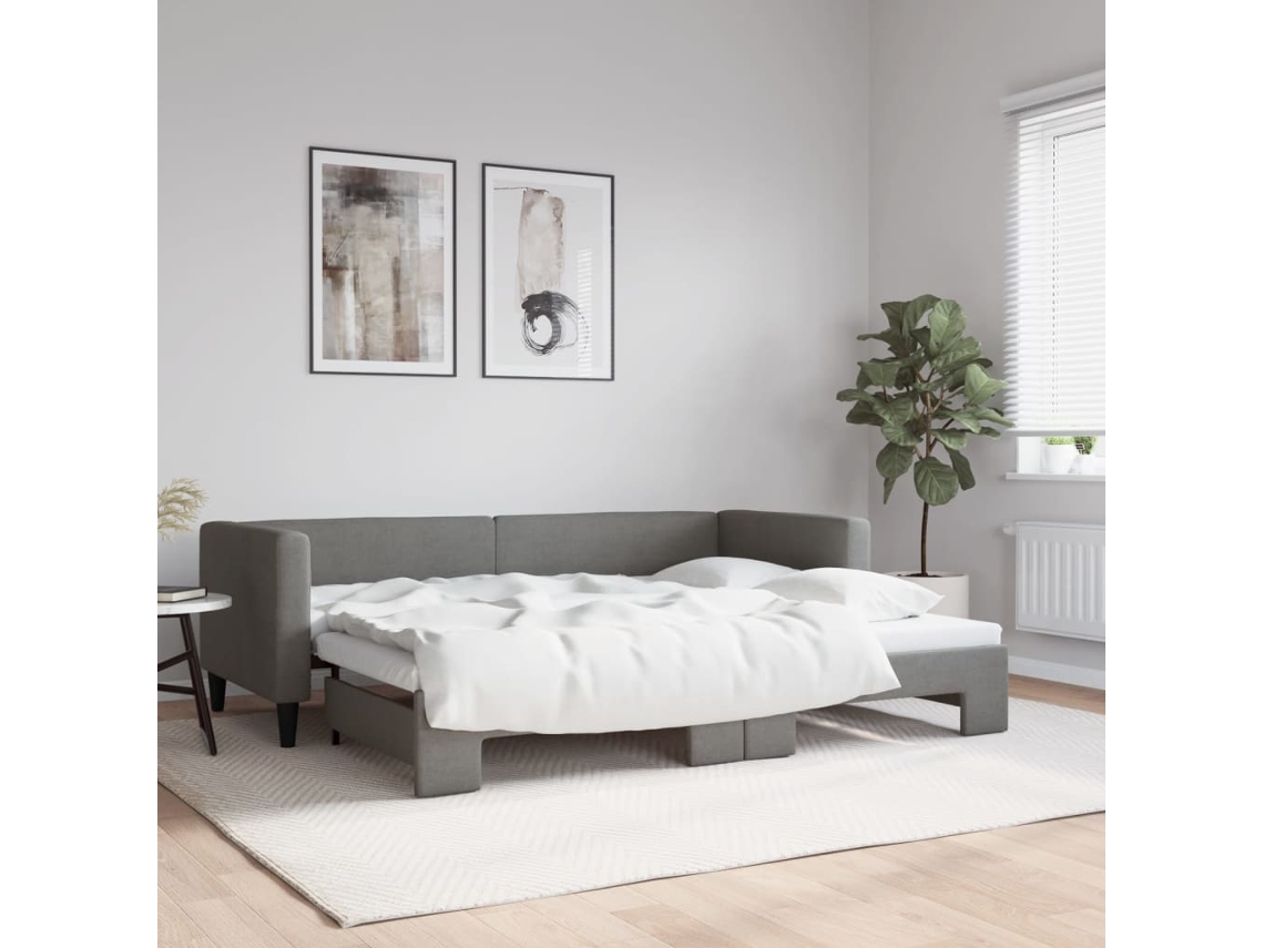 Vidaxl Sofá-cama Com Gavetão 80x200 Cm Tecido Cinzento-escuro