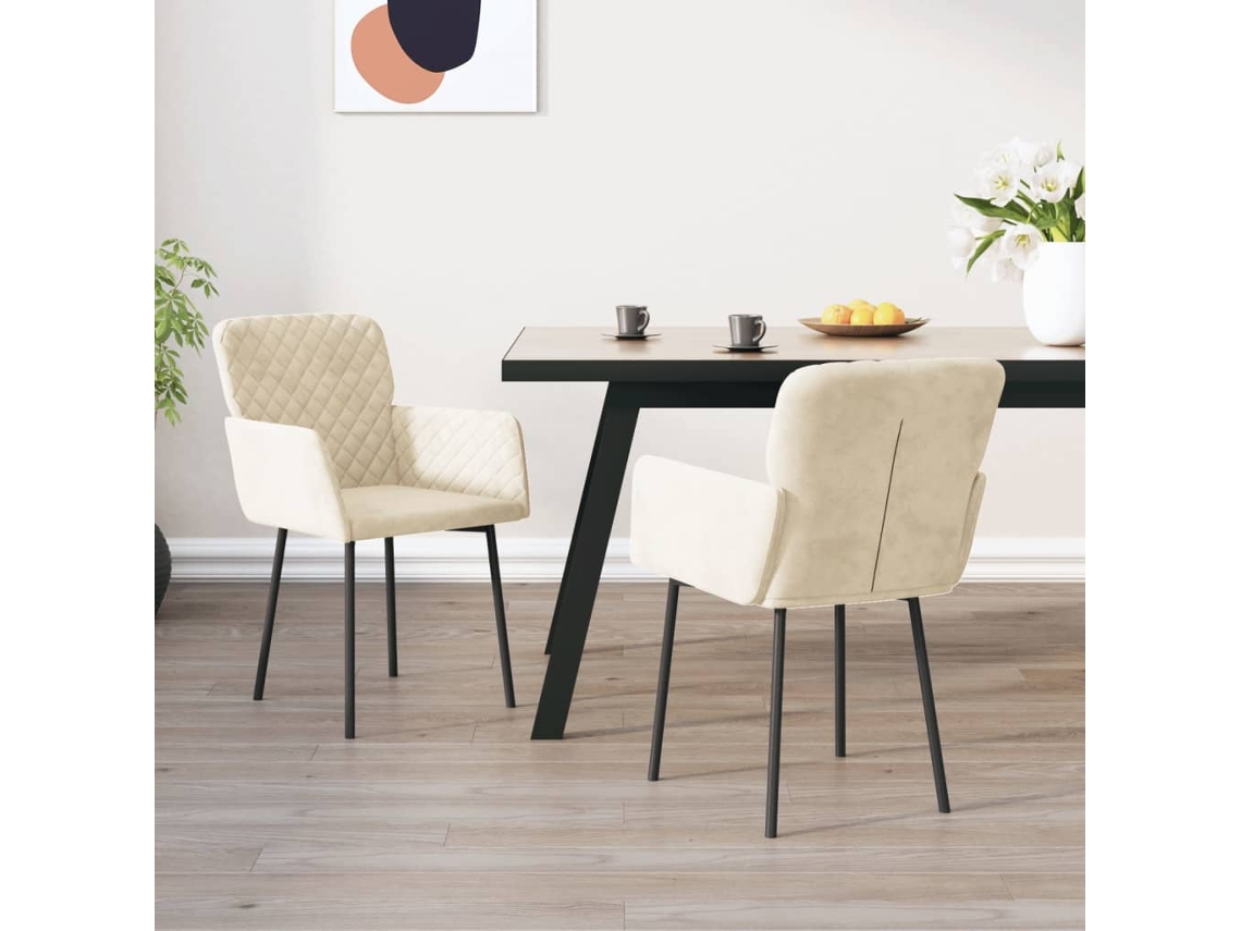 Vidaxl Cadeiras De Jantar 2 Pcs Veludo Cor Creme