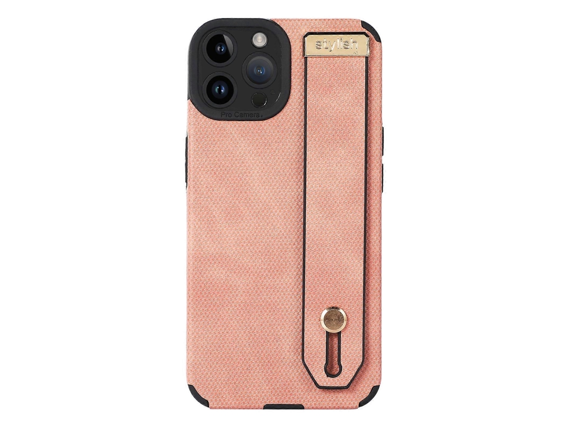 Capa De Celular Com Pulseira De Couro Tpu Para Iphone 13 Pro Max, Rosa