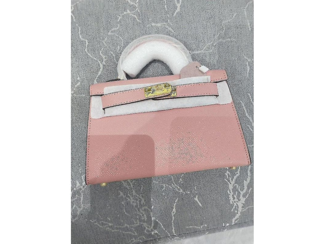 Bolso de Mano de Piel Kelly, Mini Segunda Geração, para Mulher, com Cierre e Corredera de Couro Genuíno | S/MARCA