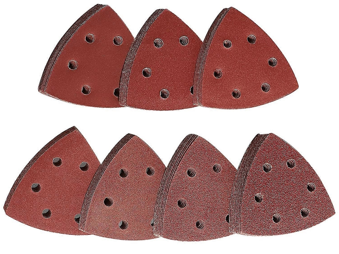 Hojas de Lija Triangulares Triangl, 70 Piezas de Lija Con Gancho Y Loop 6 Agujeros, Granas 60/80/120/180/240/320/400 para Lijadoras Delta