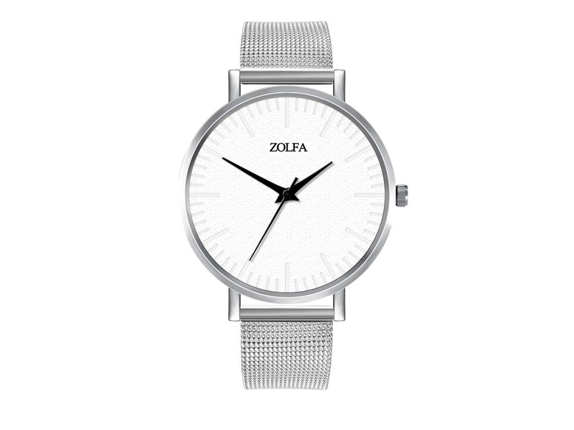 Relógio de Pulso Feminino de Quartzo com Pulseira de Malha Cor Unica Moda Casual Prata