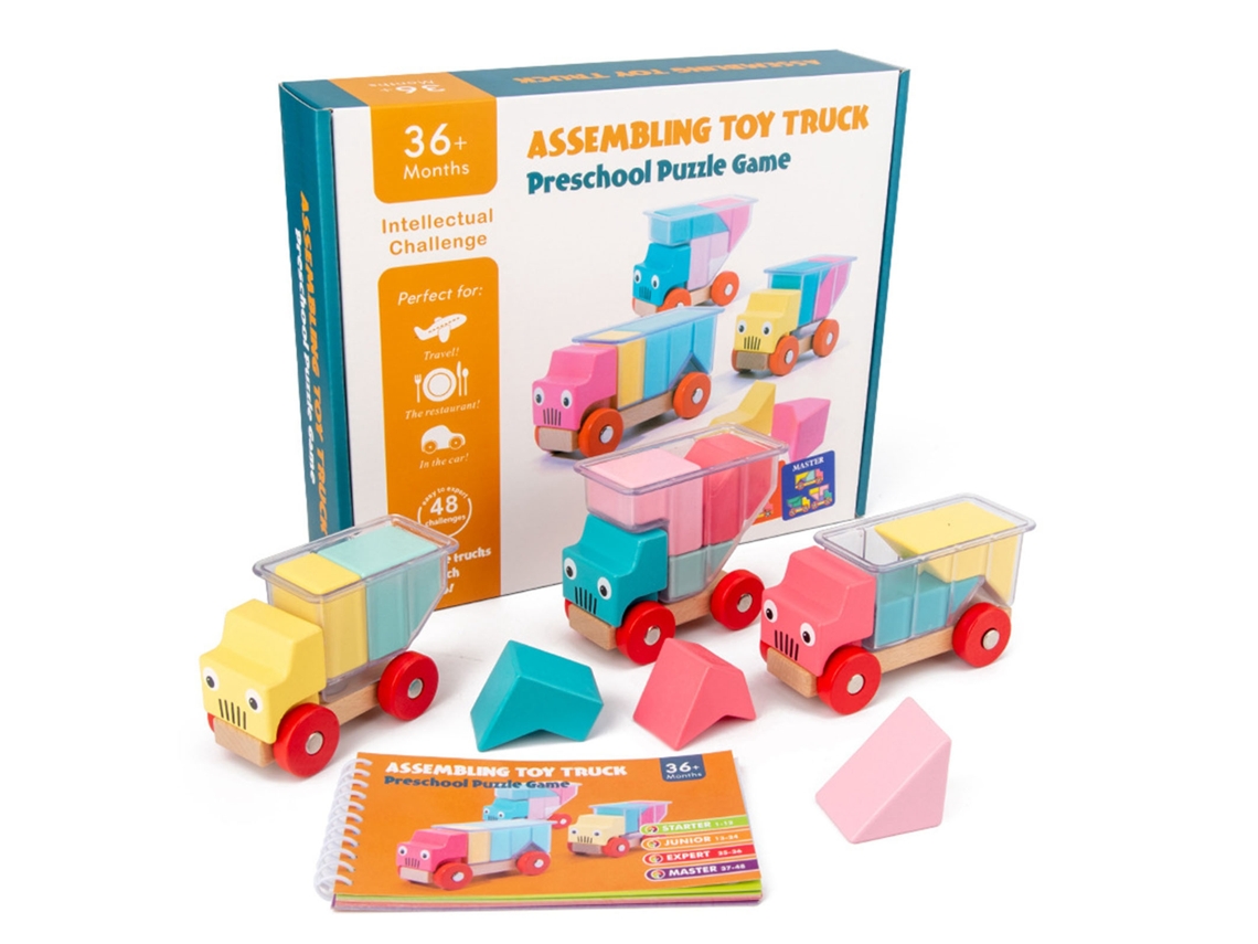 Brinquedo De Blocos De Madeira Educativo Empilhar Caminhão Jigsaw Para Crianças
