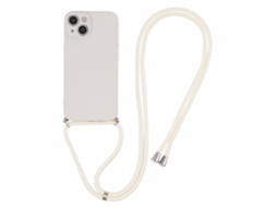 Correia Casa Emborrachado Para Iphone 14 Pele Sintética Branco