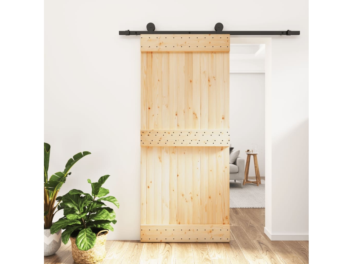 Porta De Correr Com Ferragens 90x210 Cm Madeira De Pinho Maciã§a DKD HOME DECOR