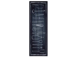 Conjunto 1 Tapete De Cozinha Vidaxl Preto Veludo (180 X 60 Cm)