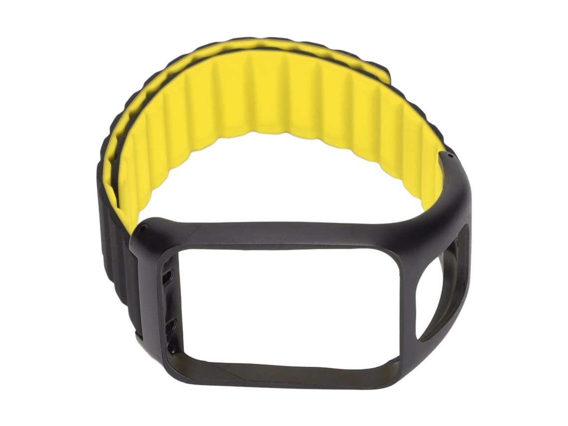 Mali cinto de Relógio Magnético de Silicone Ajustável para Tomtom Runner 2 Preto Amarelo