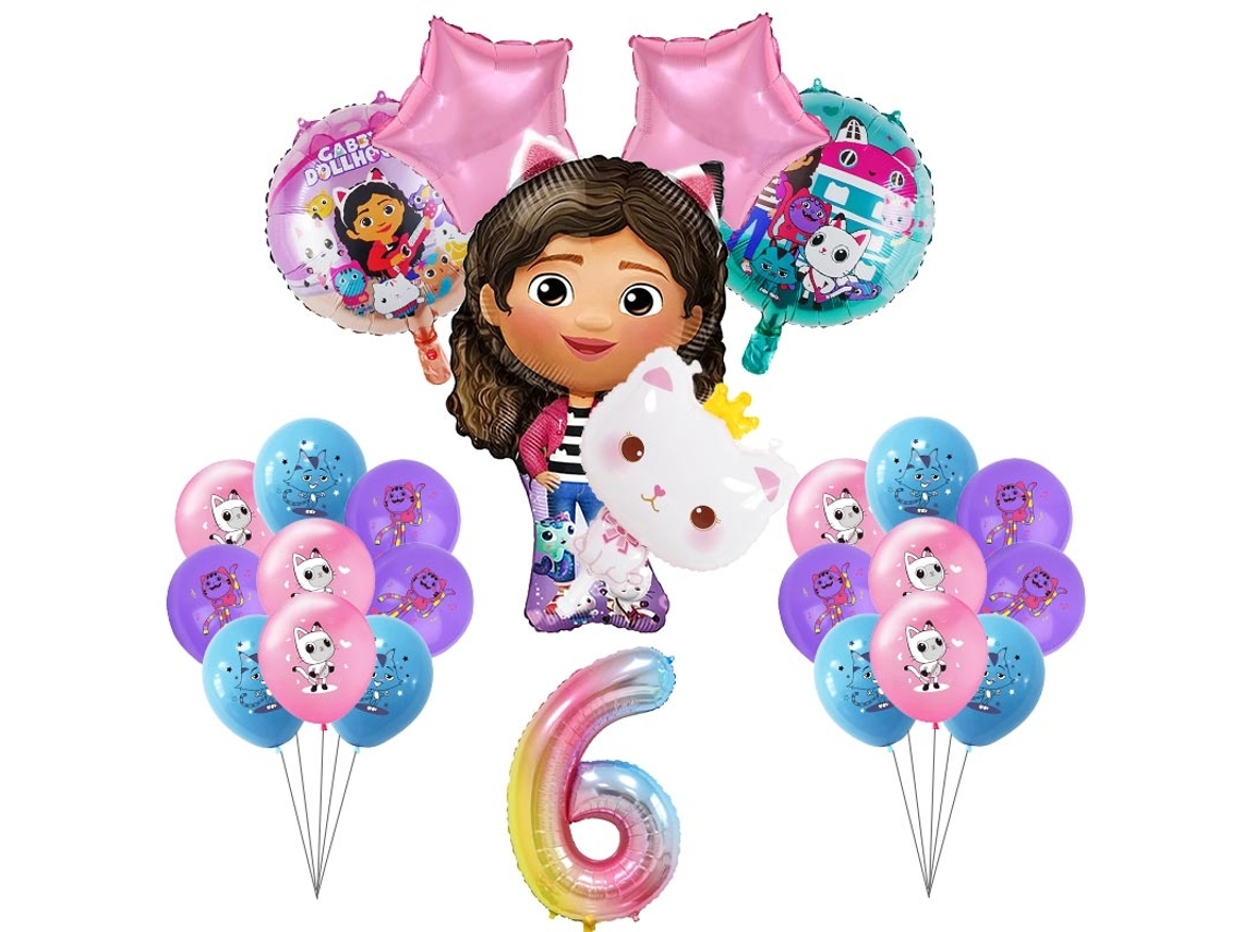 Nova Gabby Dollhouse Cats Decoração De Festa De Aniversário Balões Talheres Copos Prato Guardanapo Kit Decoração Meninas Lembrancinhas Suprimentos De