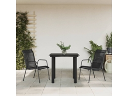 Vidaxl 3 Pcs Conjunto De Jantar Para Jardim Aço E Textilene Preto