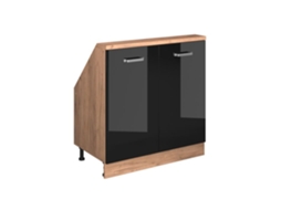 Móvel Sob Medida VICCO 80cm com 2 Portas Preto Brilhante e Carvalho Dourado