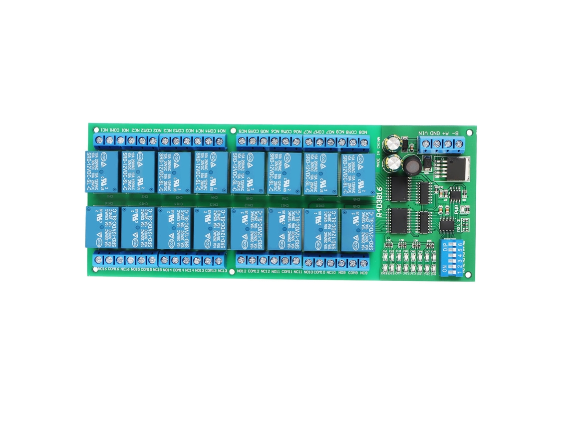 Módulo Relé Rs485 De 16 Canais Placa Pcb Rtu 12v Componentes Controle Industrial Para Extensão Plc