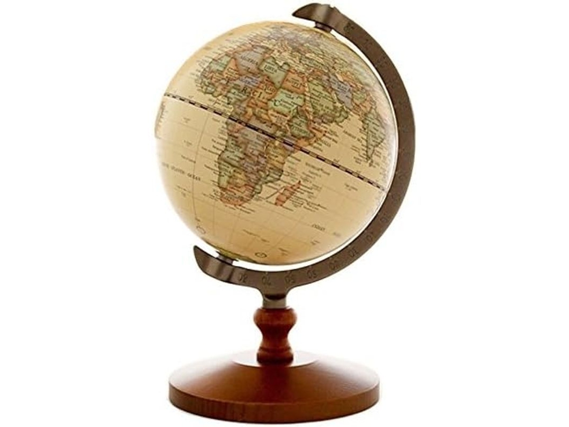 Globo Terrestre Decorativo De Madeira Pequeno Rotatório Base Madeira Presente Educativo Para Crianças