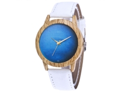 Relógio de Pulso Unissex de Quartzo com Pulseira de Denim Simples e Fashion para Presente Branco