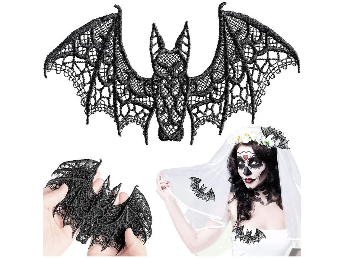 2026 12 Decoraciones de Morcegos de Encaje Articulados 3d Negros para Halloween Fiesta Decoración de Habitación