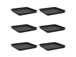 Conjunto 6 Vaso Quadrado Vidaxl Preto Plástico (36 X 36 X 2,5 Cm)