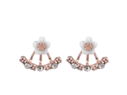Brincos De Ouro Rosa Decoração De Cristal Modelo Margarida