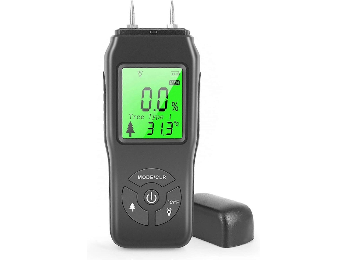 Medidor de Humidade da Madeira, Detector Digital com Tela LCD Retroiluminada e Função de Compensação de Temperatura | S/MARCA