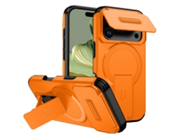 Capa Magsafe Para Iphone 17 Pro À Prova De Quedas Com Suporte E Tampa Protetora De Lente Digitallab (laranja)