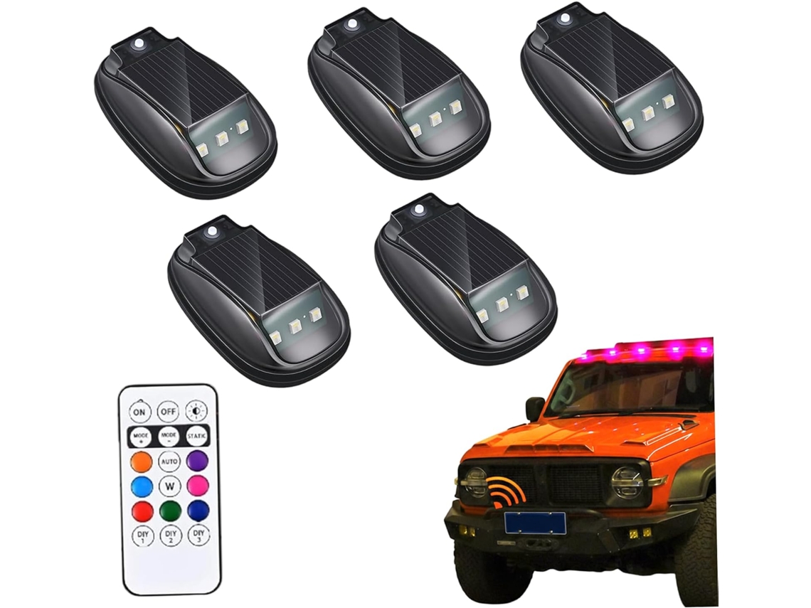 Luzes Solares Para Cabine, Conjunto De 5 Peças, Luzes Solares Para Cabine Com Controle Remoto, 8 Cores E Múltiplos Modos