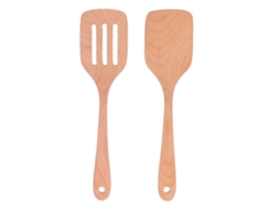 Conjunto de 2 espátulas de cozinha de madeira faia resistente a altas temperaturas antiaderente S/MARCA
