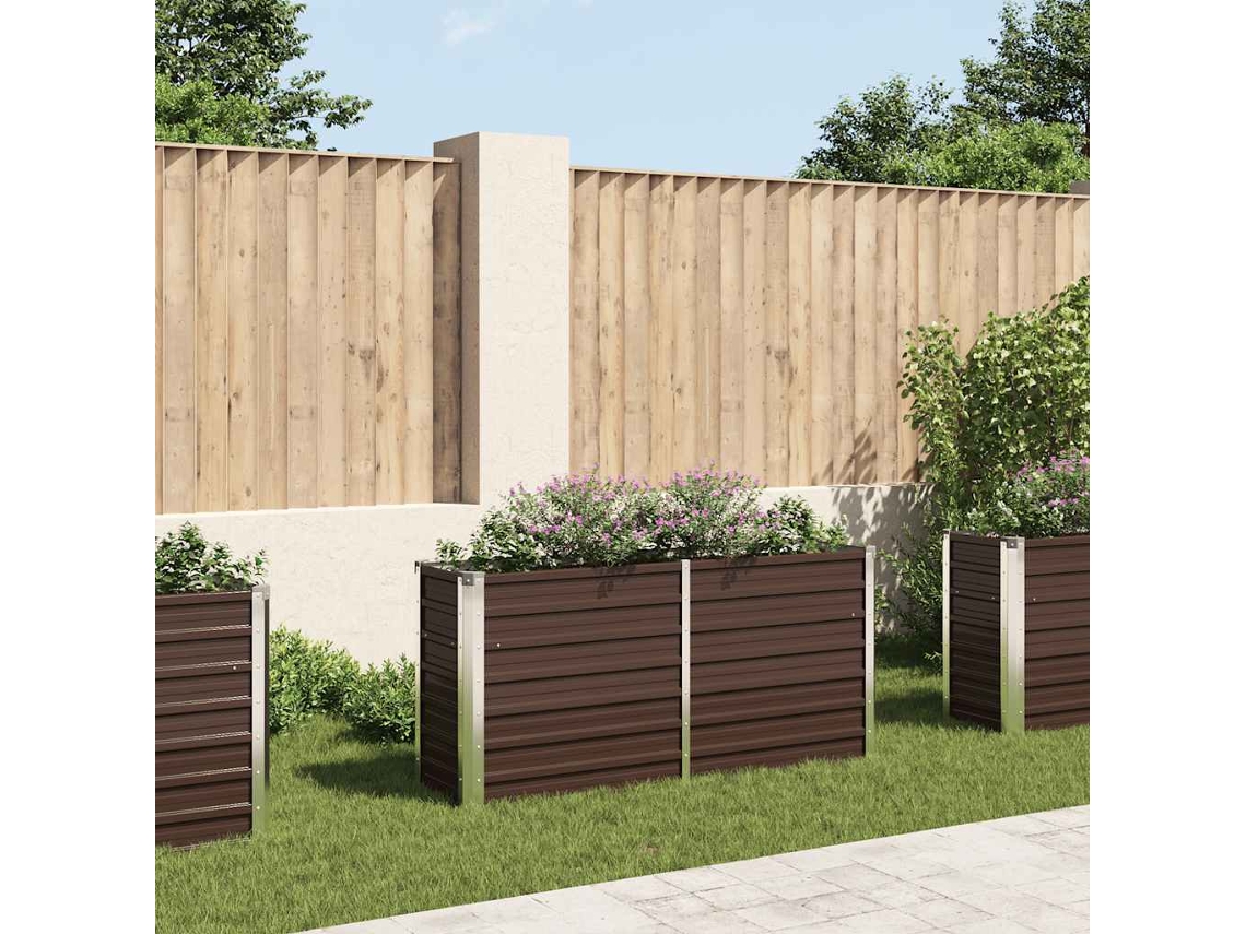 Vidaxl Canteiro Elevado De Jardim Aço Galvanizado 160x40x77cm Castanho