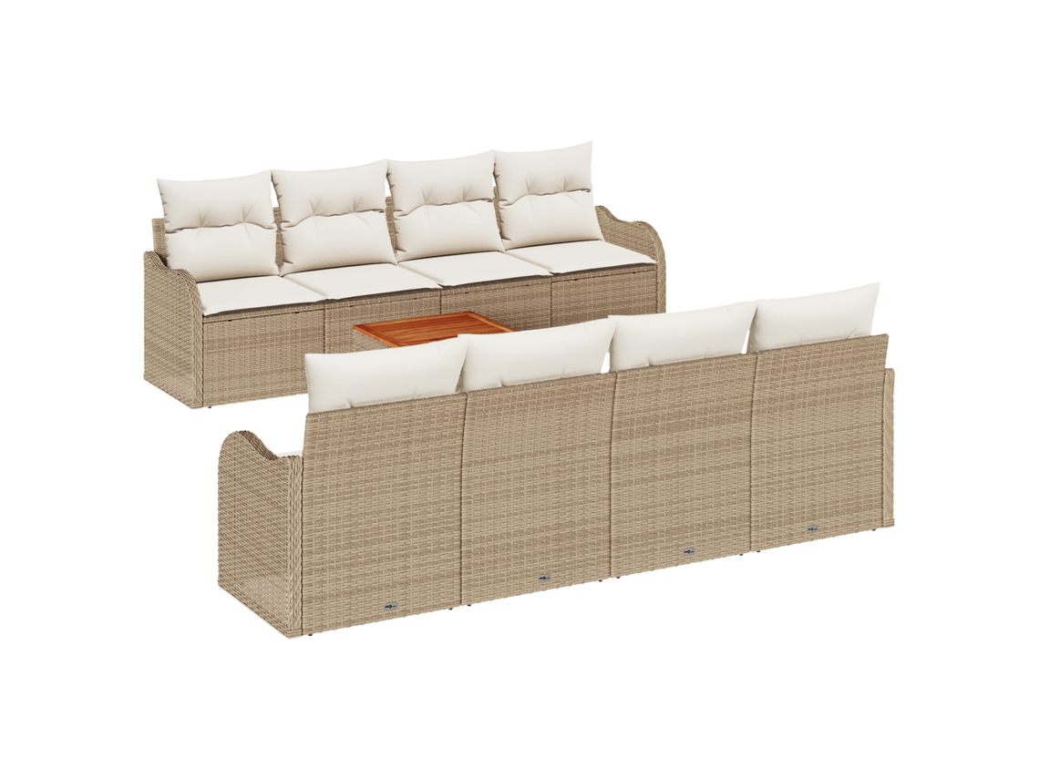 Conjunto 9 Conjunto De Móveis Para Exterior Vidaxl Bege Vime Pe (231 X 62 X 69 Cm)