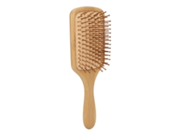 2026 cepillo de Cabelo de Bambu com Cabo Ergonômico de Silicone Elástico Dentes Arredondados Portátil Paddle Brush para Mulher Quadrado