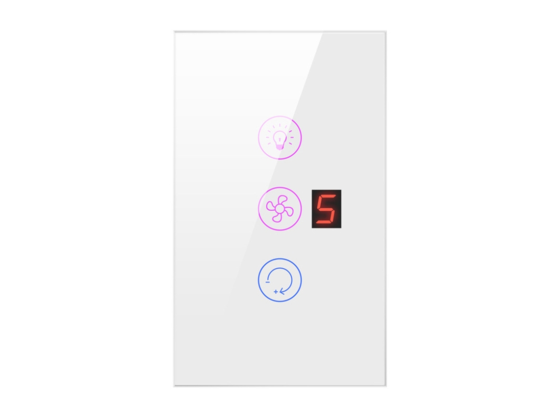 Interruptor Inteligente de Luz e Ventilador com Tela Touch WiFi | S/MARCA