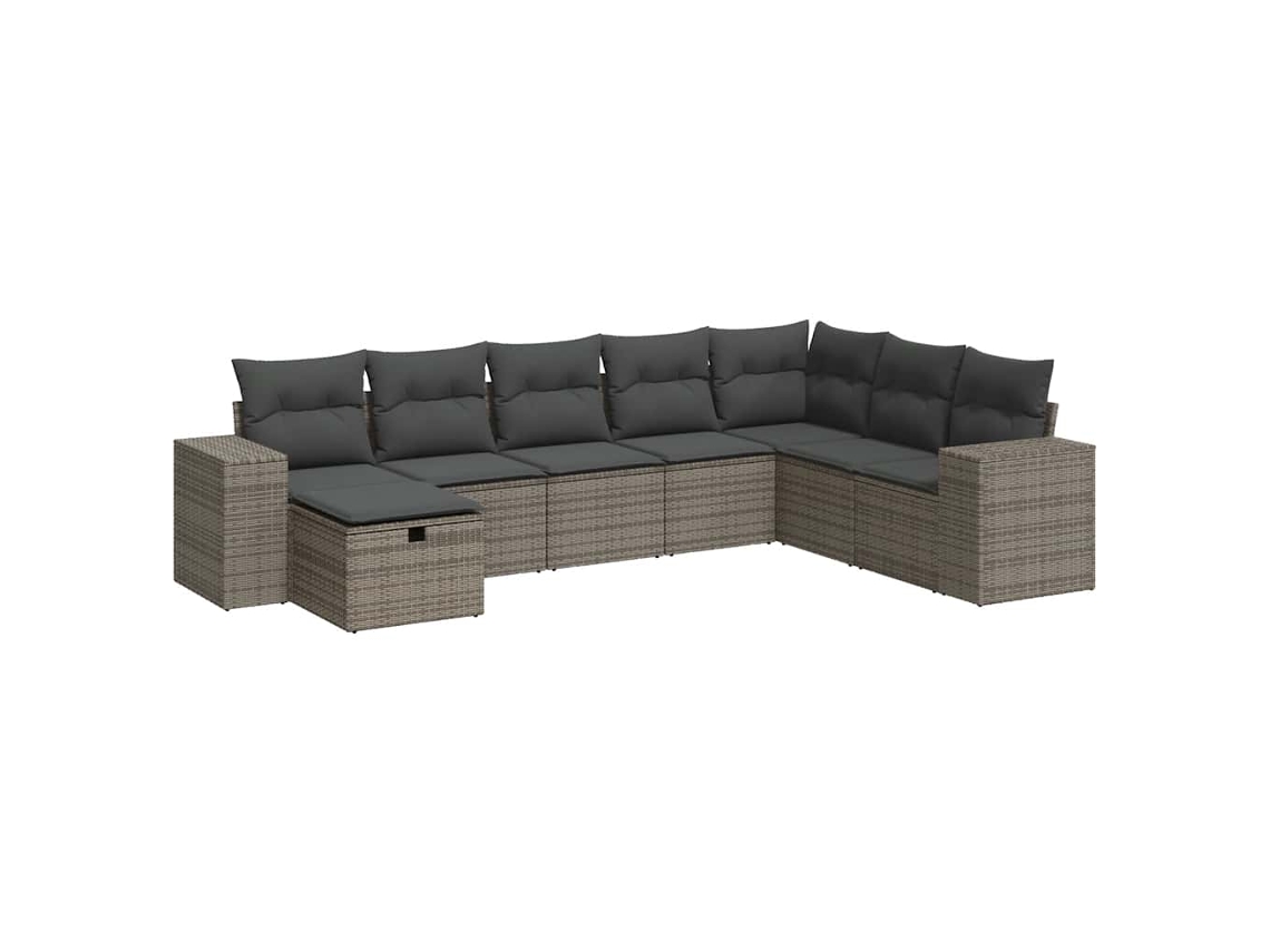 Conjunto de 8 Sofás de Jardim com Almofadões Vime Pe Cinzento MAISON EXCLUSIVE (8 pcs)