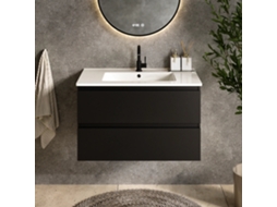 Móvel de Lavatório Mirlux Luma 80 Cm Preto Cuba Branca MIRLUX