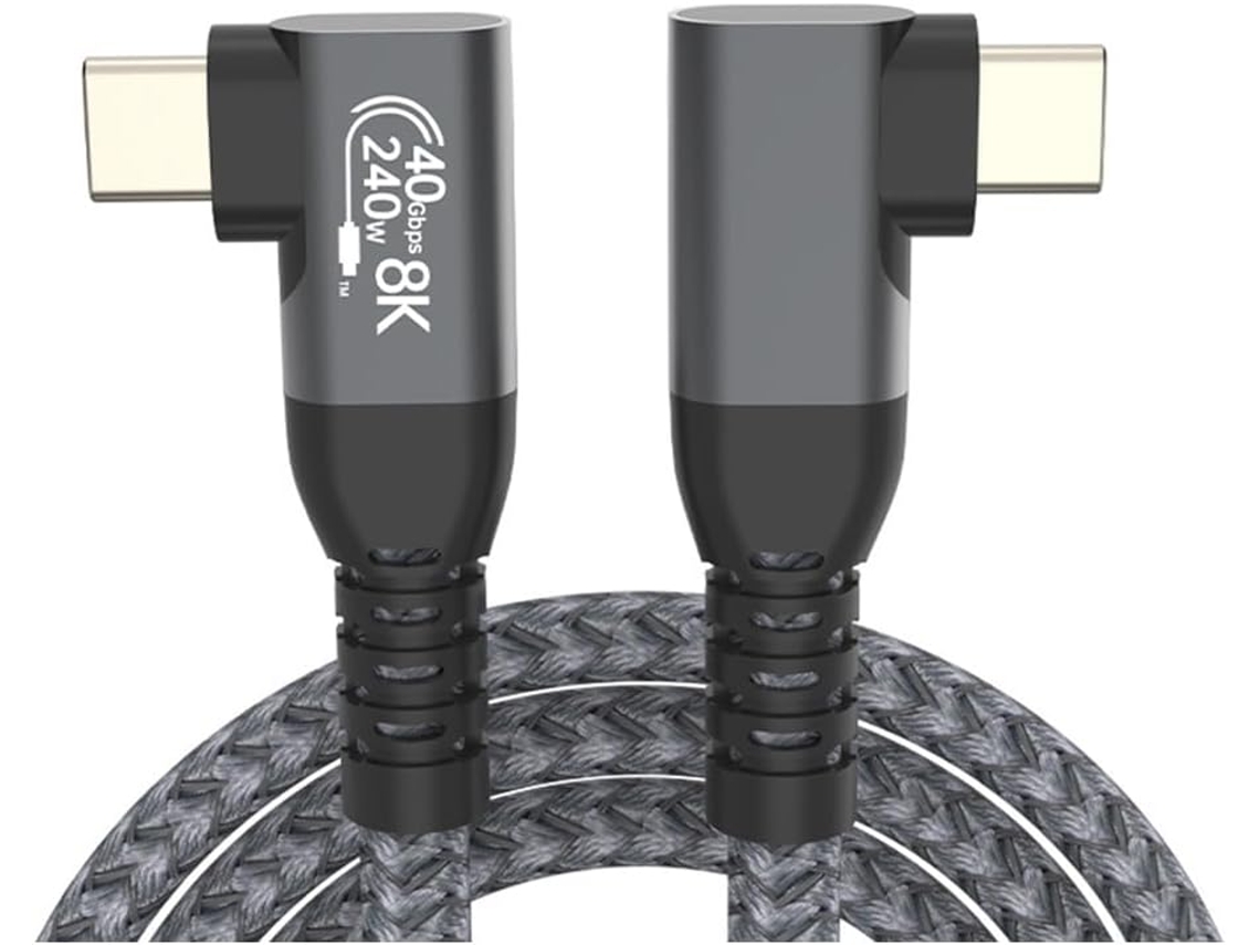Cabo Usb 4.0 Com Ângulo De 90 Graus, 40 Gbps, Usb 4.0, Conector Tipo C