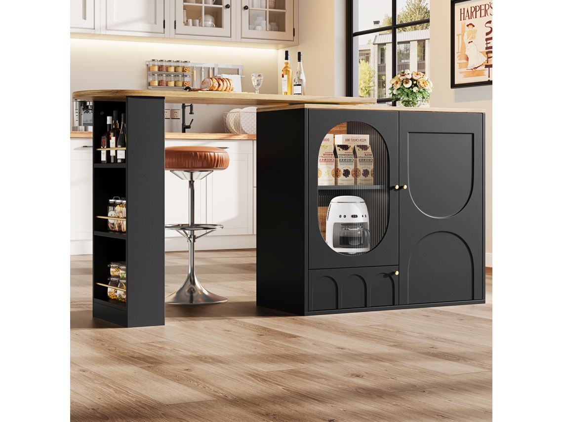 Mesa Bar Giratória 360° 138x39x102cm, Branco/preto, 3 Portas. Cs