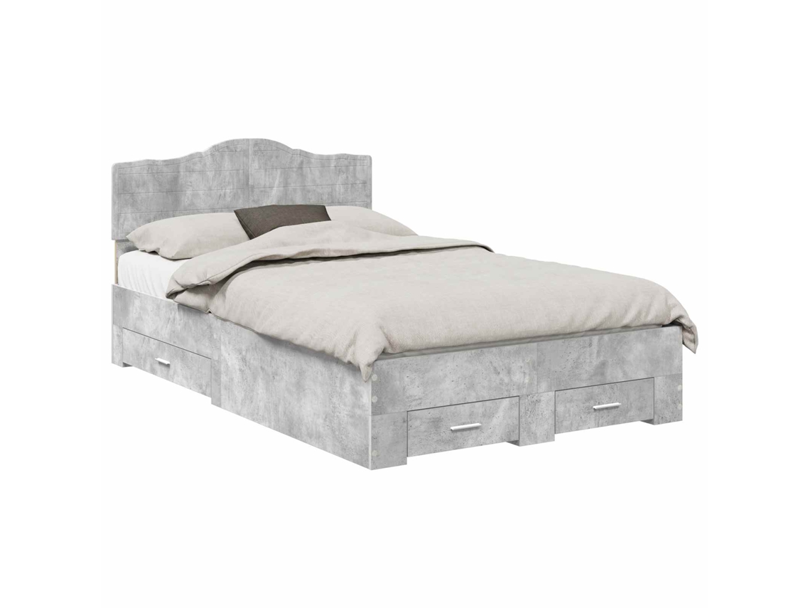 Estrutura da Cama Cinzento MAISON EXCLUSIVE em Madeira Processada 135x190 cm