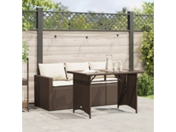 Conjunto 2 Peças Jantar P/ Jardim C/ Almofadões Vime Pe Castanho Dkd Home Decor