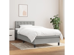 Cama Com Molas/colchão 100x200 Cm Tecido Cinzento-claro